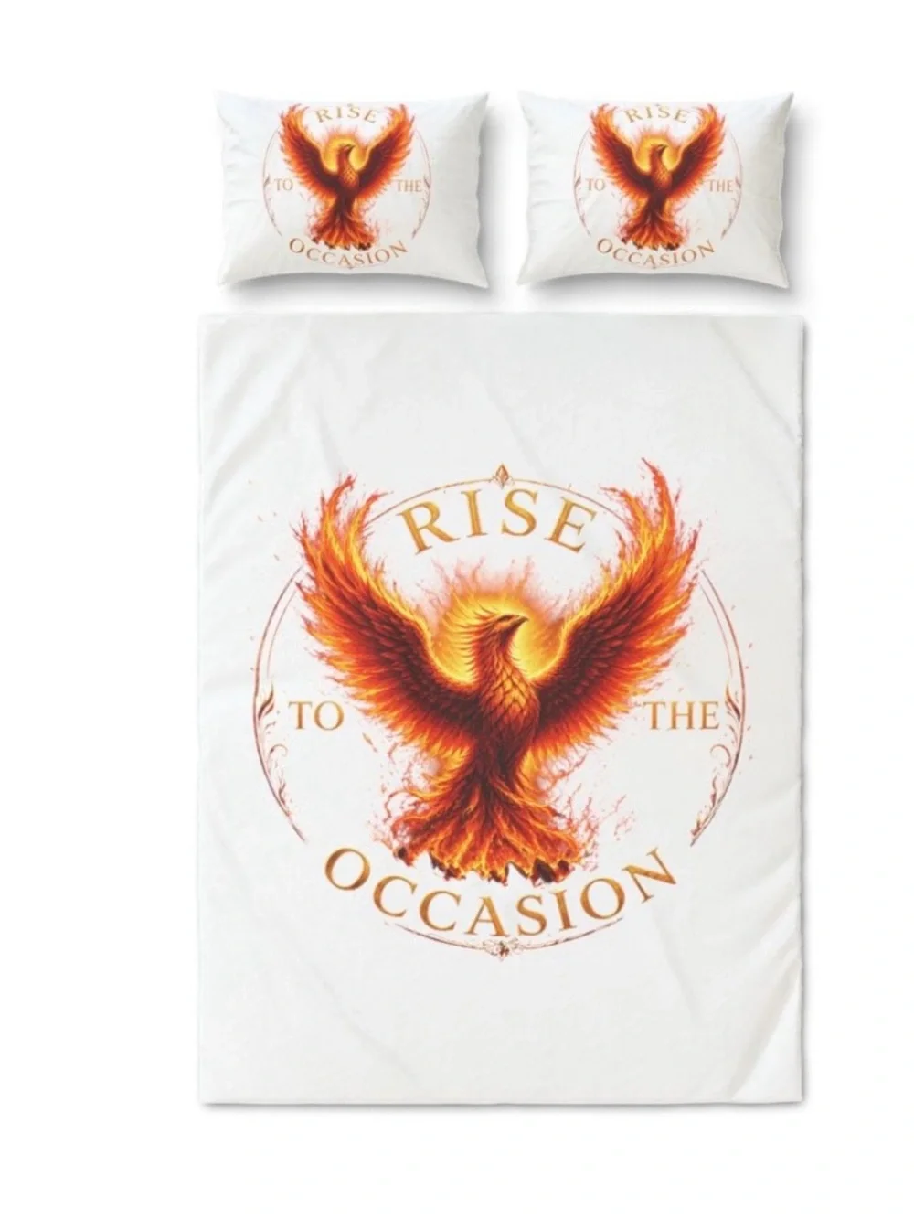 Rise to the Occasion Phoenix Duvet Cover Set - White and Orange